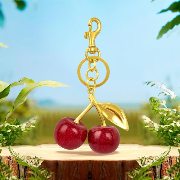 Mini Cherry Charm - Trendy Keychain for Tote, Clutch & Crossbody Bags - Picture 7 of 7